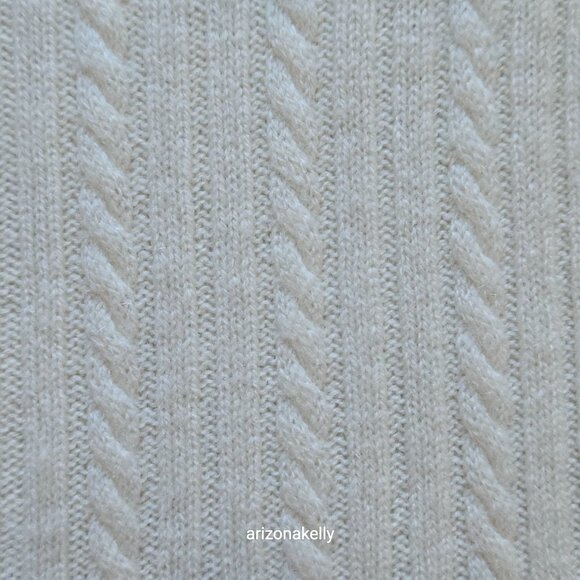 NWT Fishers Finery Cashmere Cable Knit Ivory Scarf Black Label Cable Knit Ivory - Picture 10 of 13